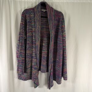 Woman Within Cardigan Women's 22/24 Purple Blue Knit Open Front Long Sleeve